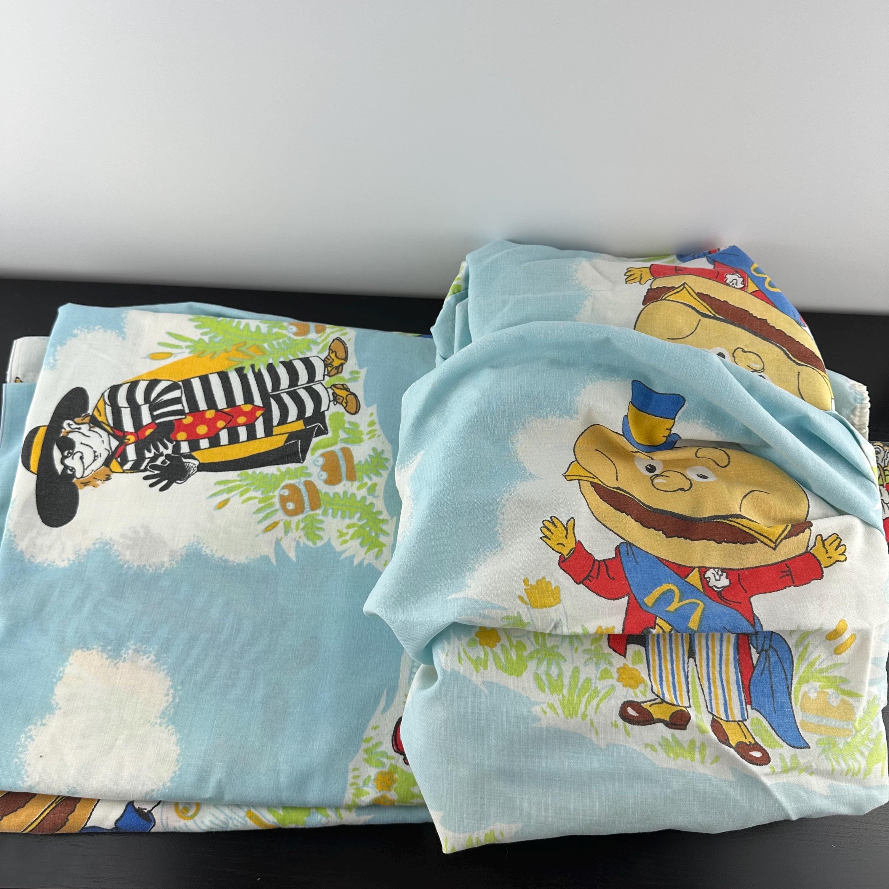 Vintage Mcdonald's Blue Bedding Twin Standard Flat & Fitted