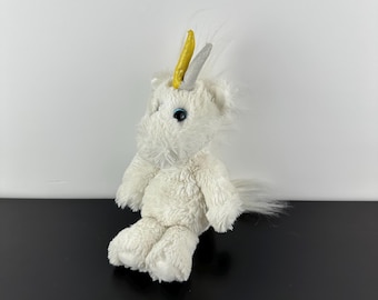 TY Attic Treasure Cuddlys Agnus el unicornio blanco de 9 pulgadas, peluche vintage coleccionable de tamaño pequeño