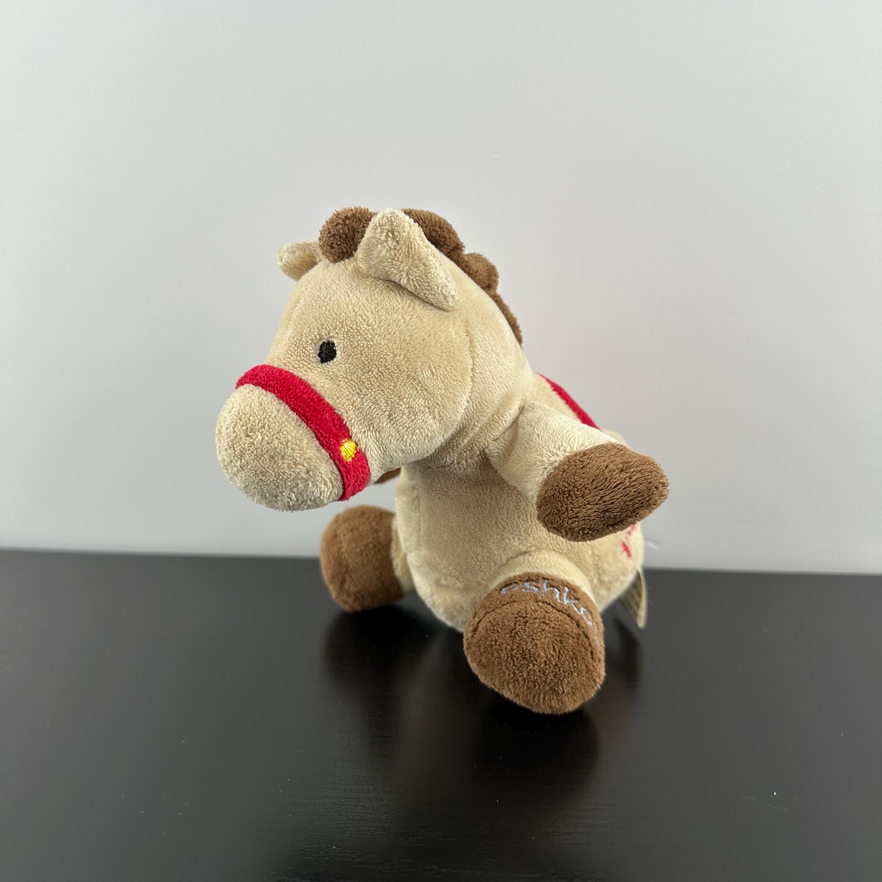 Vintage Oshkosh Pony Horse Rattle Plush Baby Toy Giddy up Brown