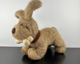 Gund Rare Hounda Puppy Dog Hound 14" Large Size Tan Peluche Crema Osso Marrone Collare Vintage da Collezione