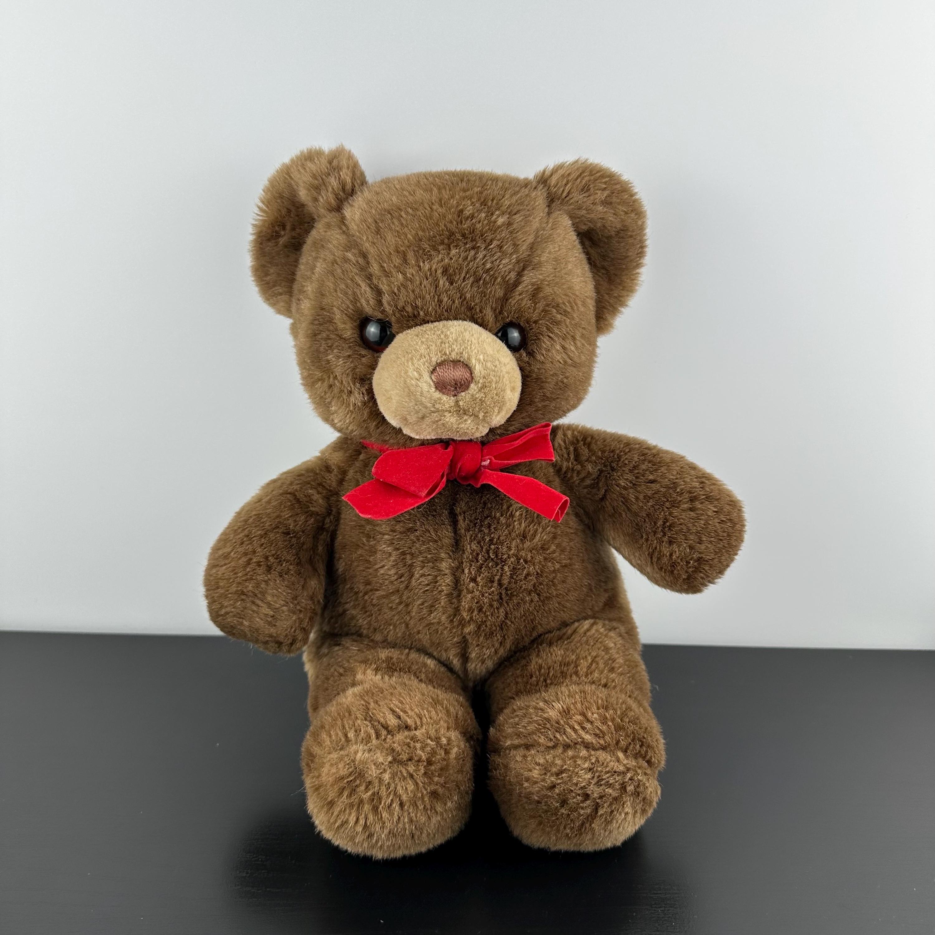 Vintage Gund Brown Tender Teddy Bear With Red Ribbon Neck 13
