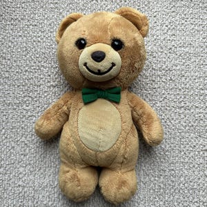 Kraft Peanut Butter Plush Teddy Bear Green Bow Stuffed Animal Gund Plush 10”