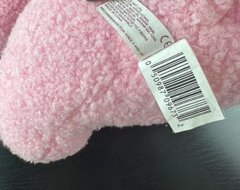 Vintage Cuddle Wit Pink Sitting Bear Black Nose Gingham Bow Around