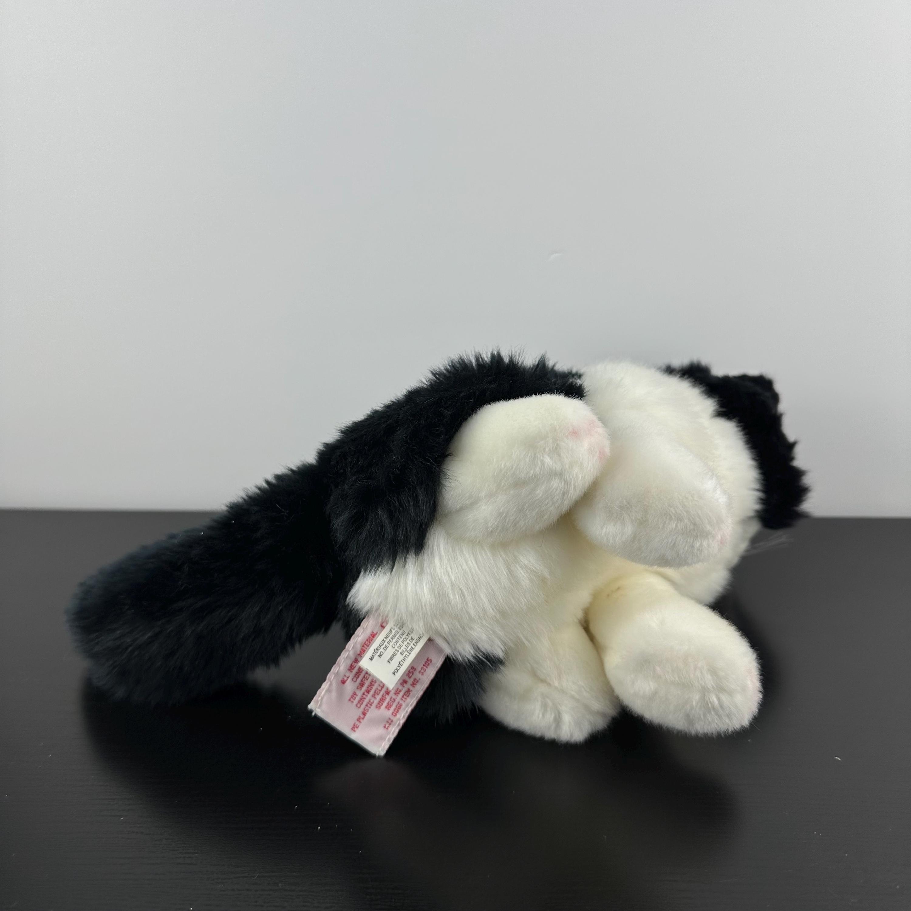 Vintage Russ Berrie Misty Realistic Sitting Black and White Cat