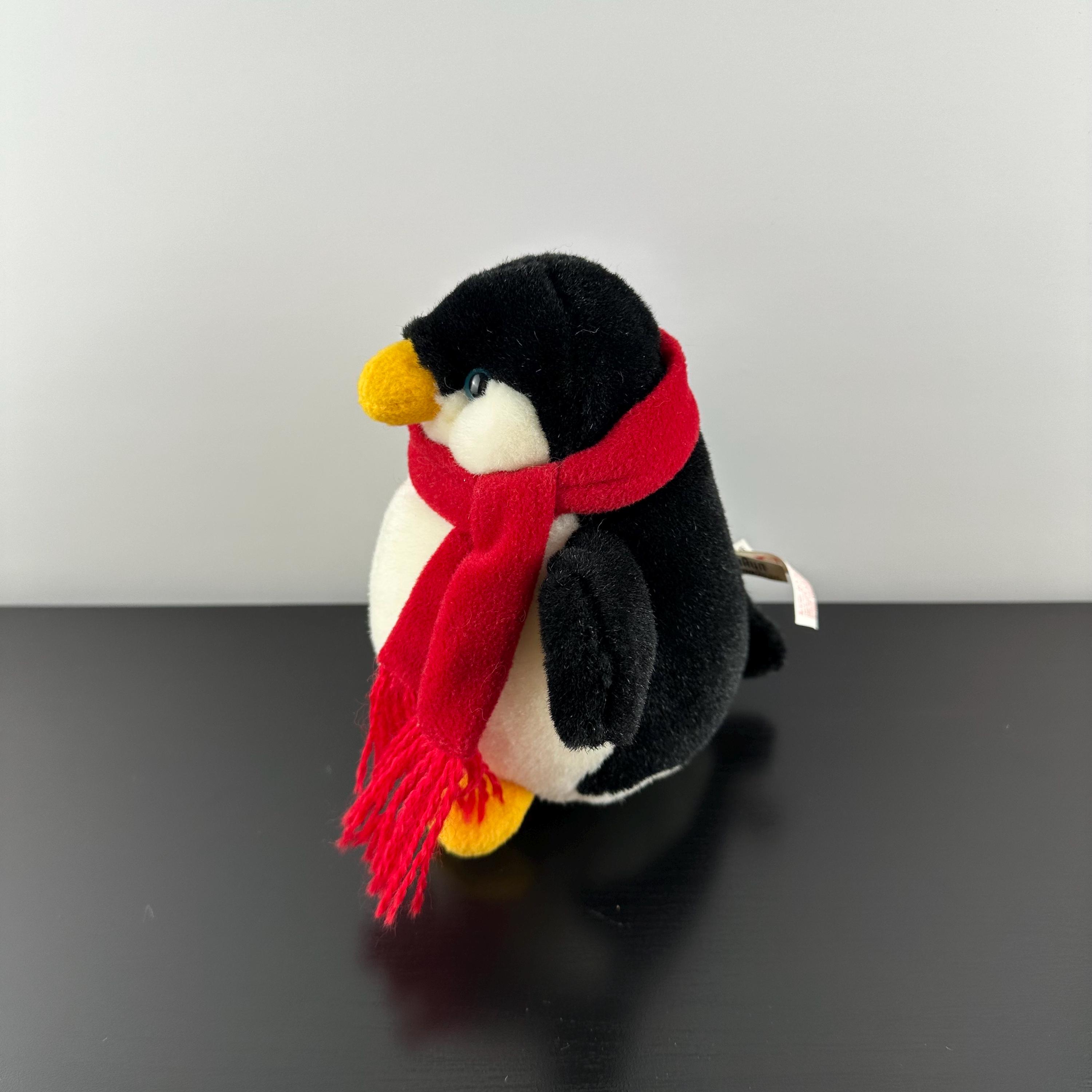 Vintage Gund Braun Thermoscan Advertising Plush Penguin Red Scarf Toy 6”
