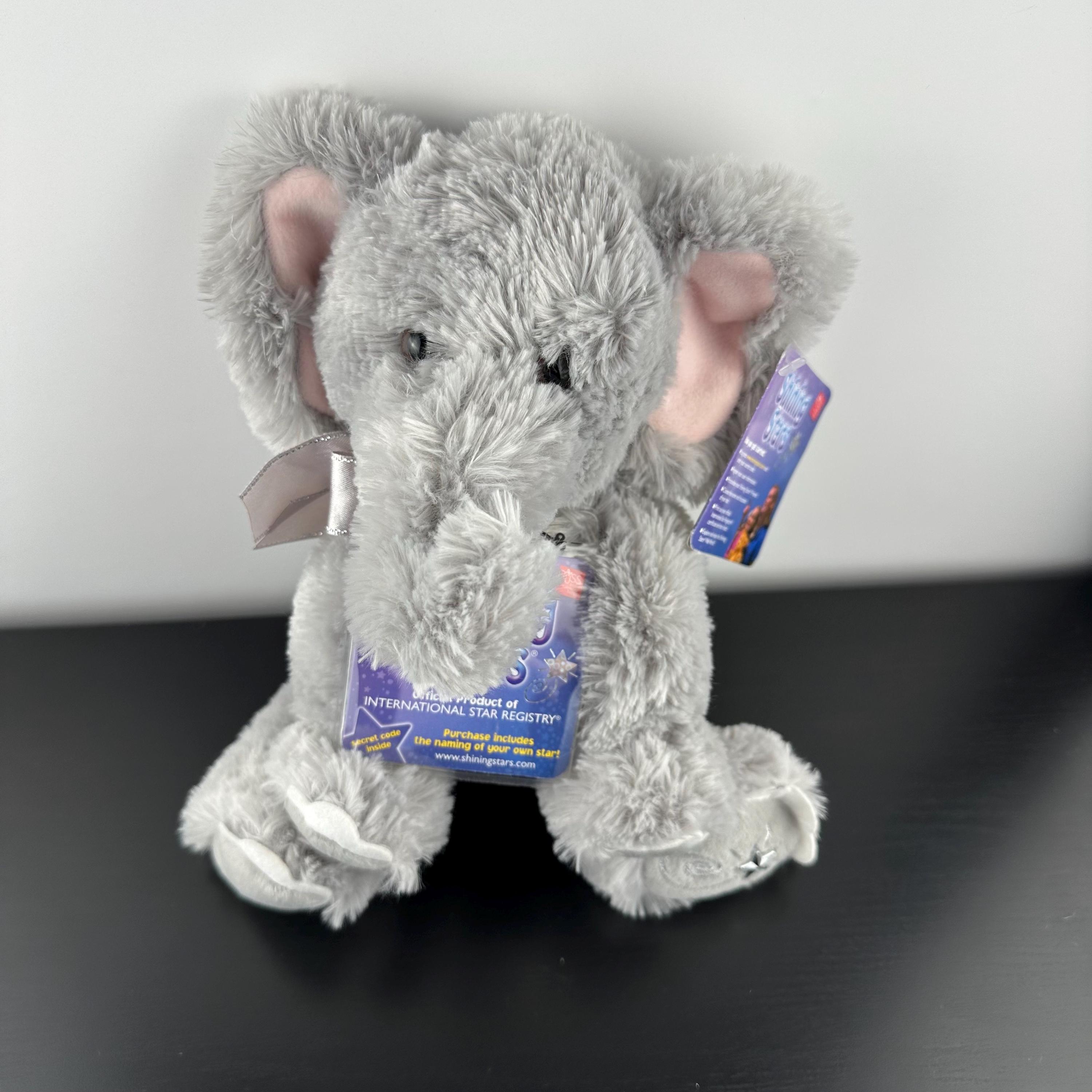 Vintage RUSS Shining Stars Grey Elephant Plush Animal Toy With