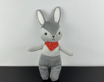 IKEA Gulligast Gray Bunny Rabbit Red Bandana Baby Stuffed Animal