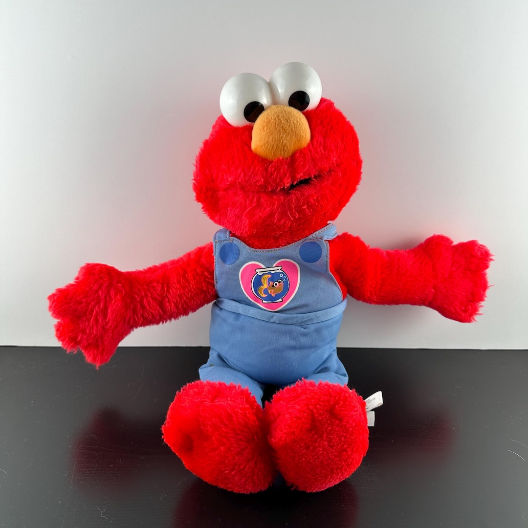 Vintage 2004 Sesame Street Nanco Ganz Elmo Blue Overalls With