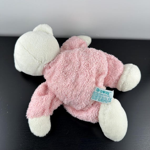 Vintage Russ Berrie Baby DROWSY Large 11” Pink Teddy Bear Rattle