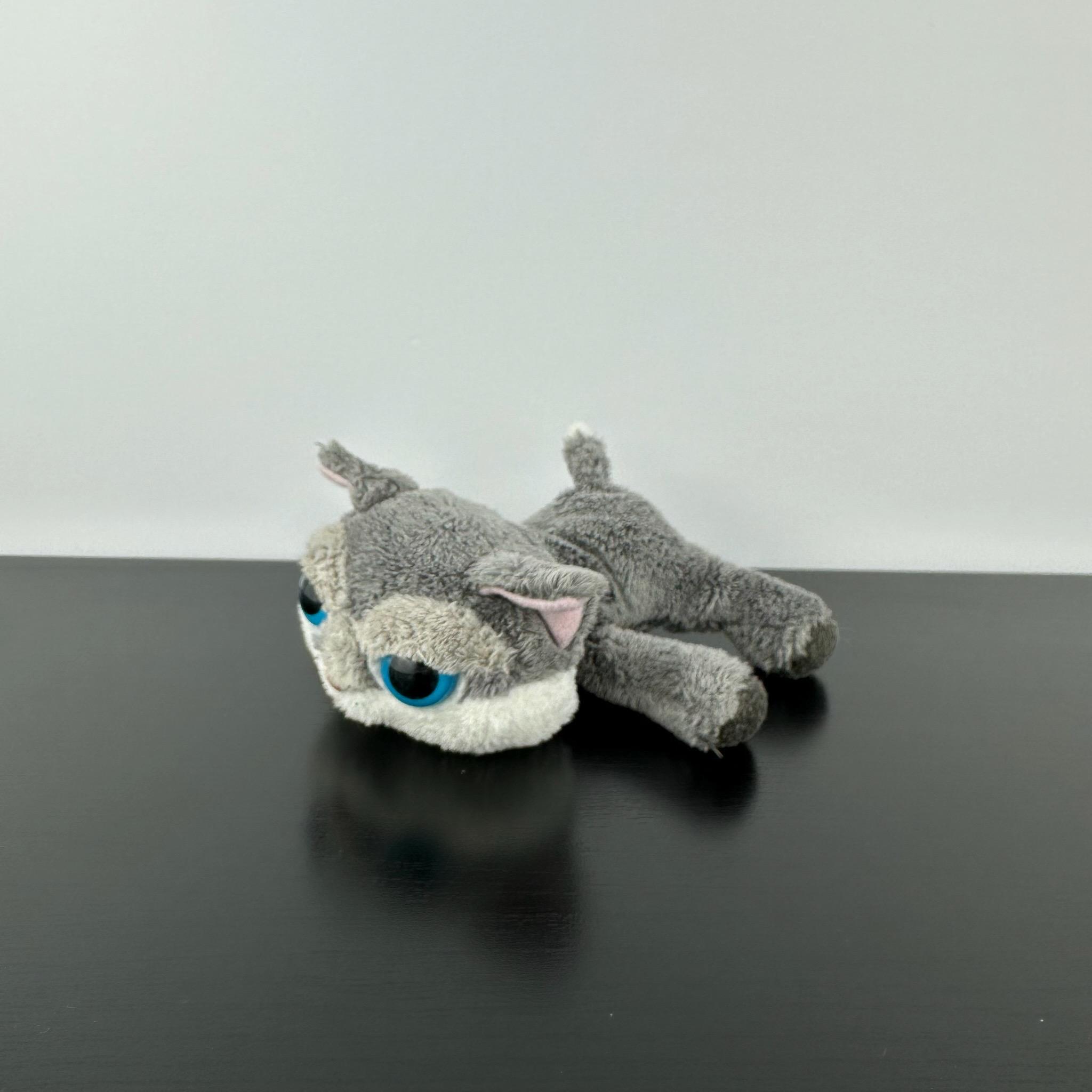 Russ Berrie Lil Peepers Smokey Gray Kitty Tabby Cat 5” Big Blue