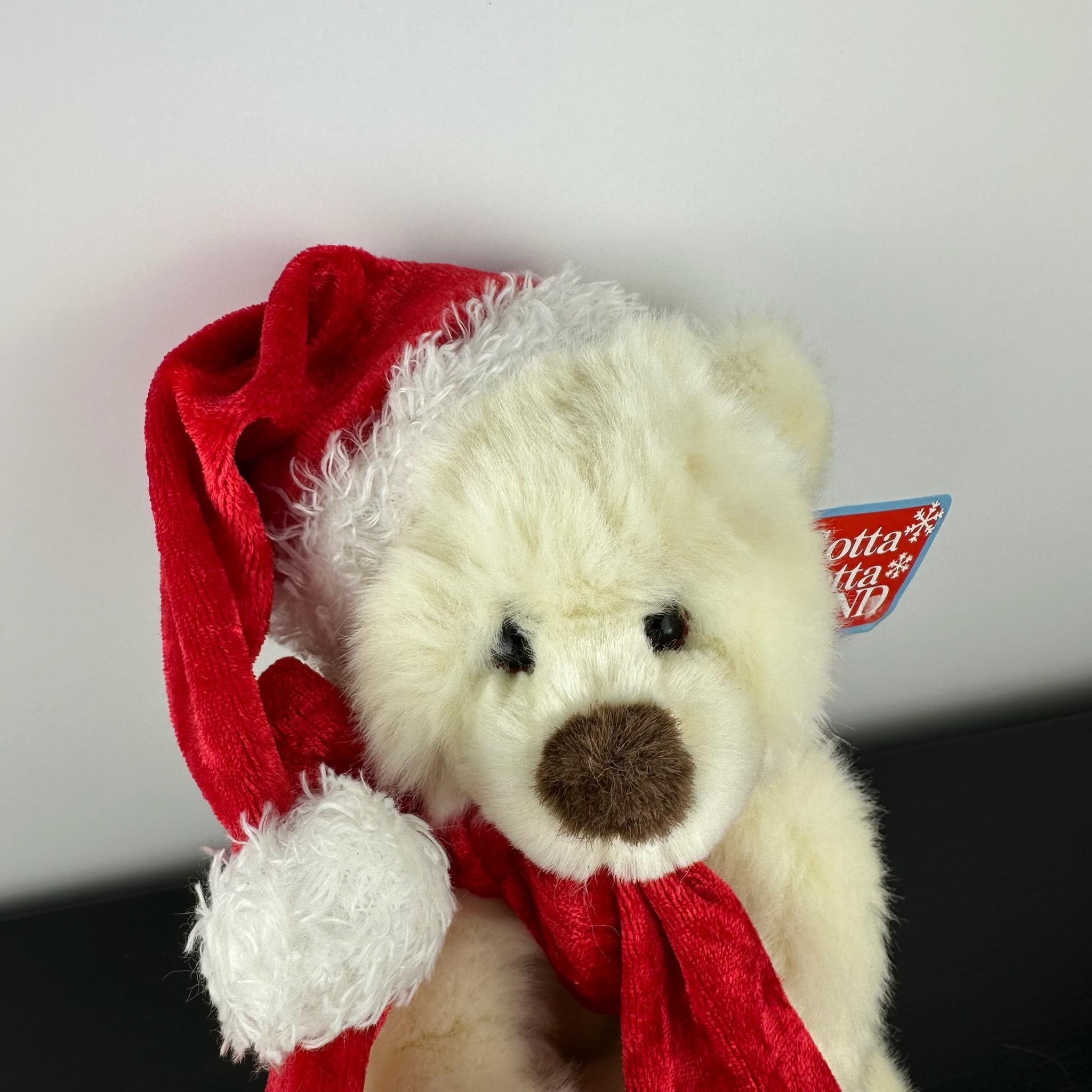 Gund Schatzi Christmas Teddy Polar Bear 8” #88222 Red White Santa
