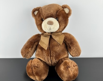 Vintage Gund Brown Tender Teddy Bear With Red Ribbon Neck 13