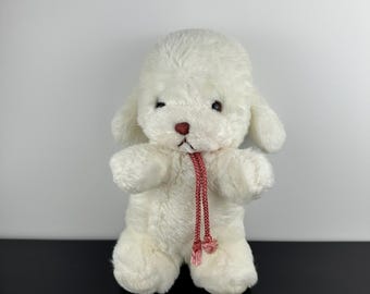Gund 1982 Vintage Smooch White Cream Puppy Dog 12” Brown Rope Plush Stuffed Animal