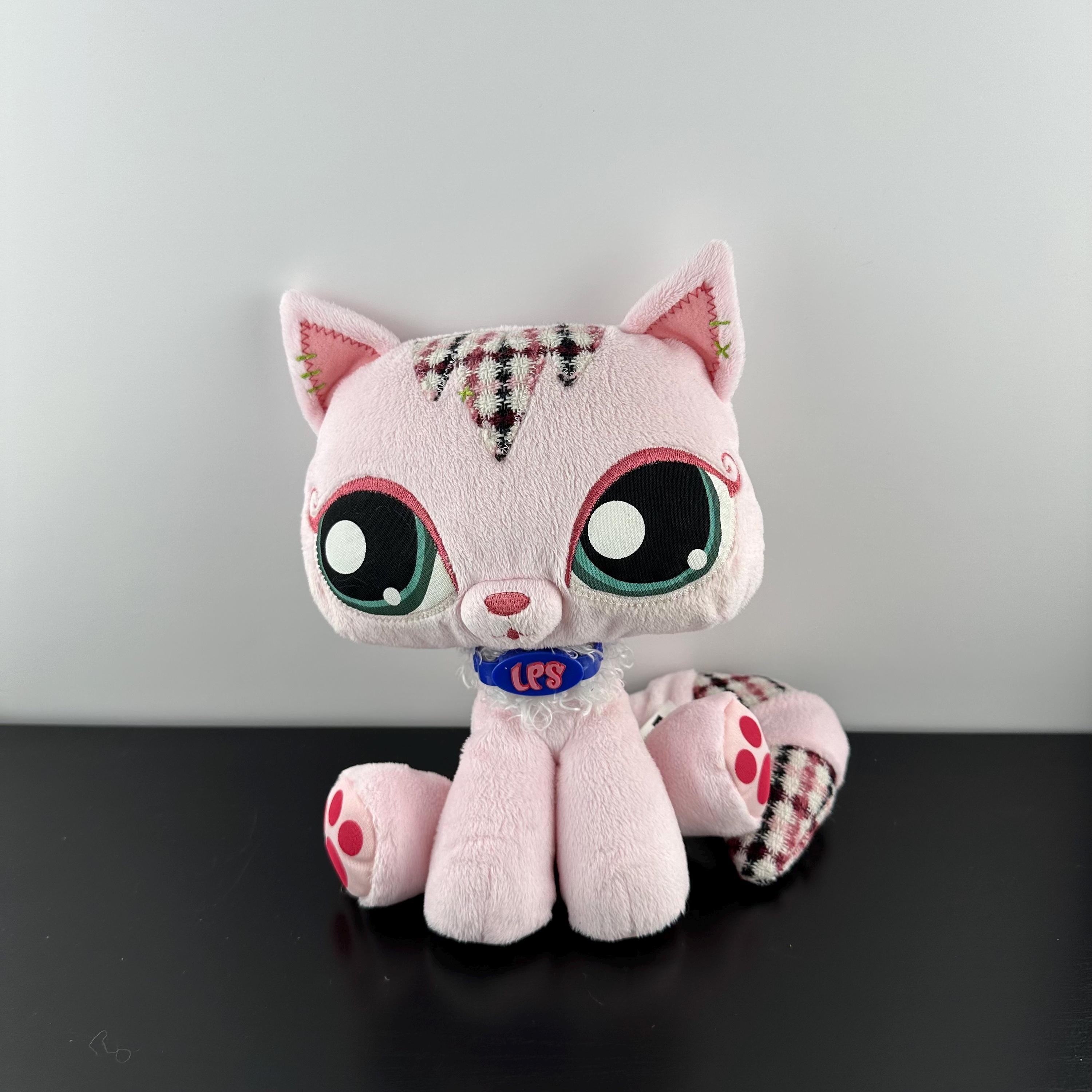 kittyshop♡ Vintage Y2K Littlest Pet Shop Cat Pink Plaid Plush Stuffed