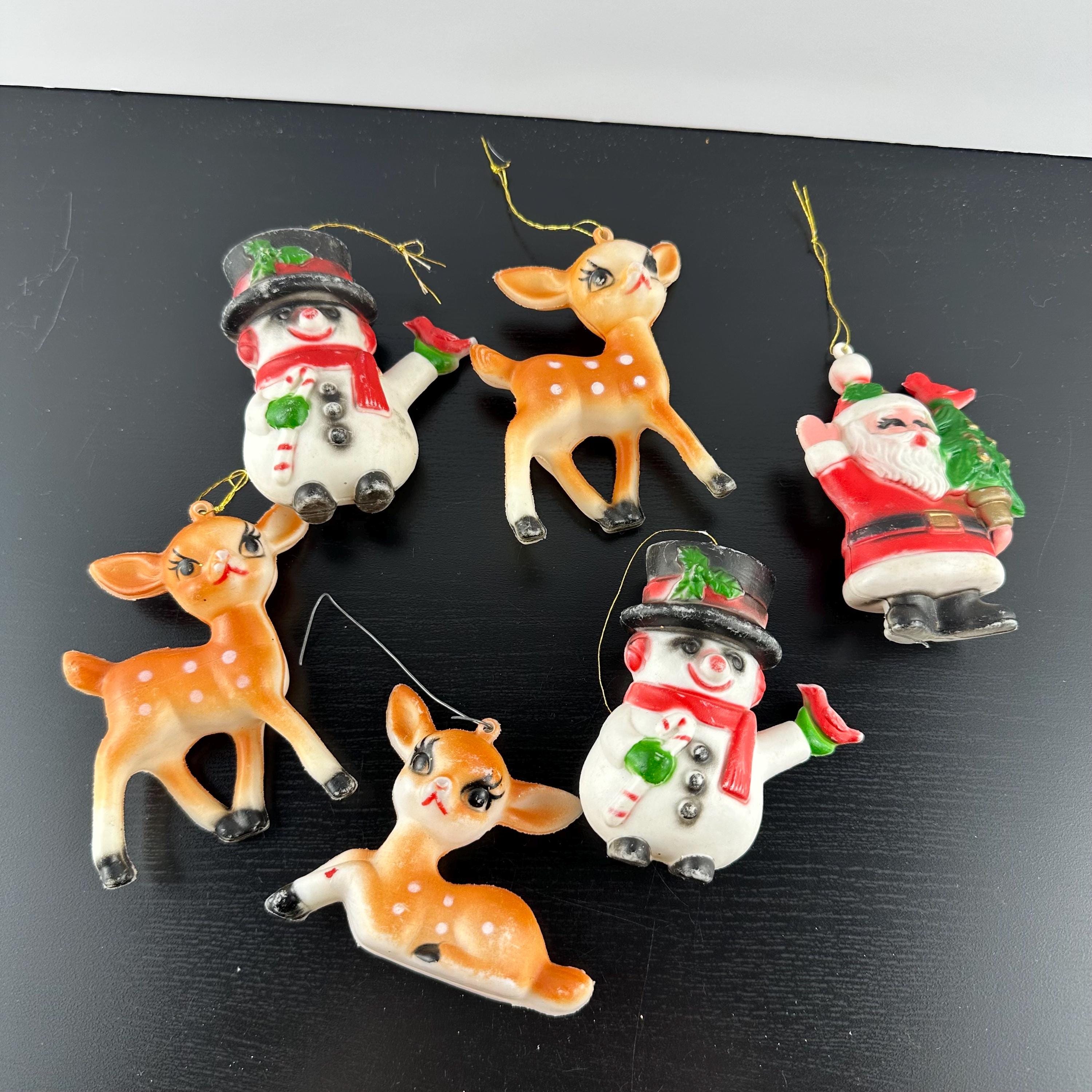 サンタクロース、トナカイ、雪だるま ７点まとめ売り ヴィンテージ クリスマスブローモールドオーナメント サンタ 雪だるま