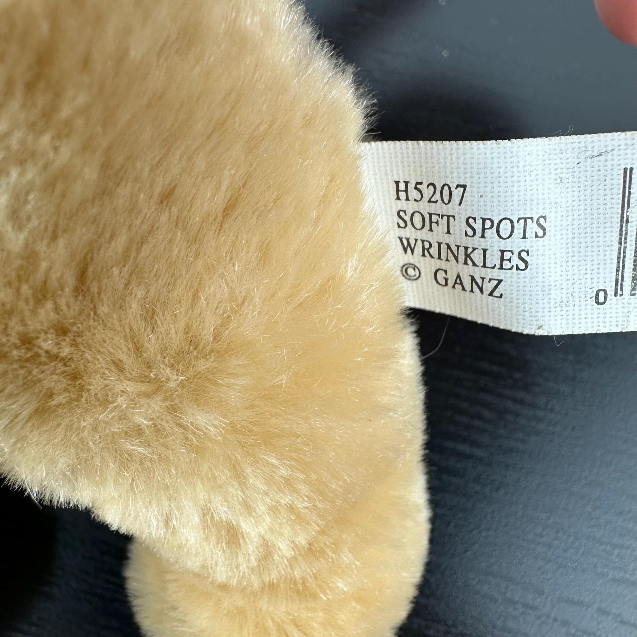 Ganz Rare Vintage Soft Spots Wrinkles Puppy 7” H5207 Golden Brown
