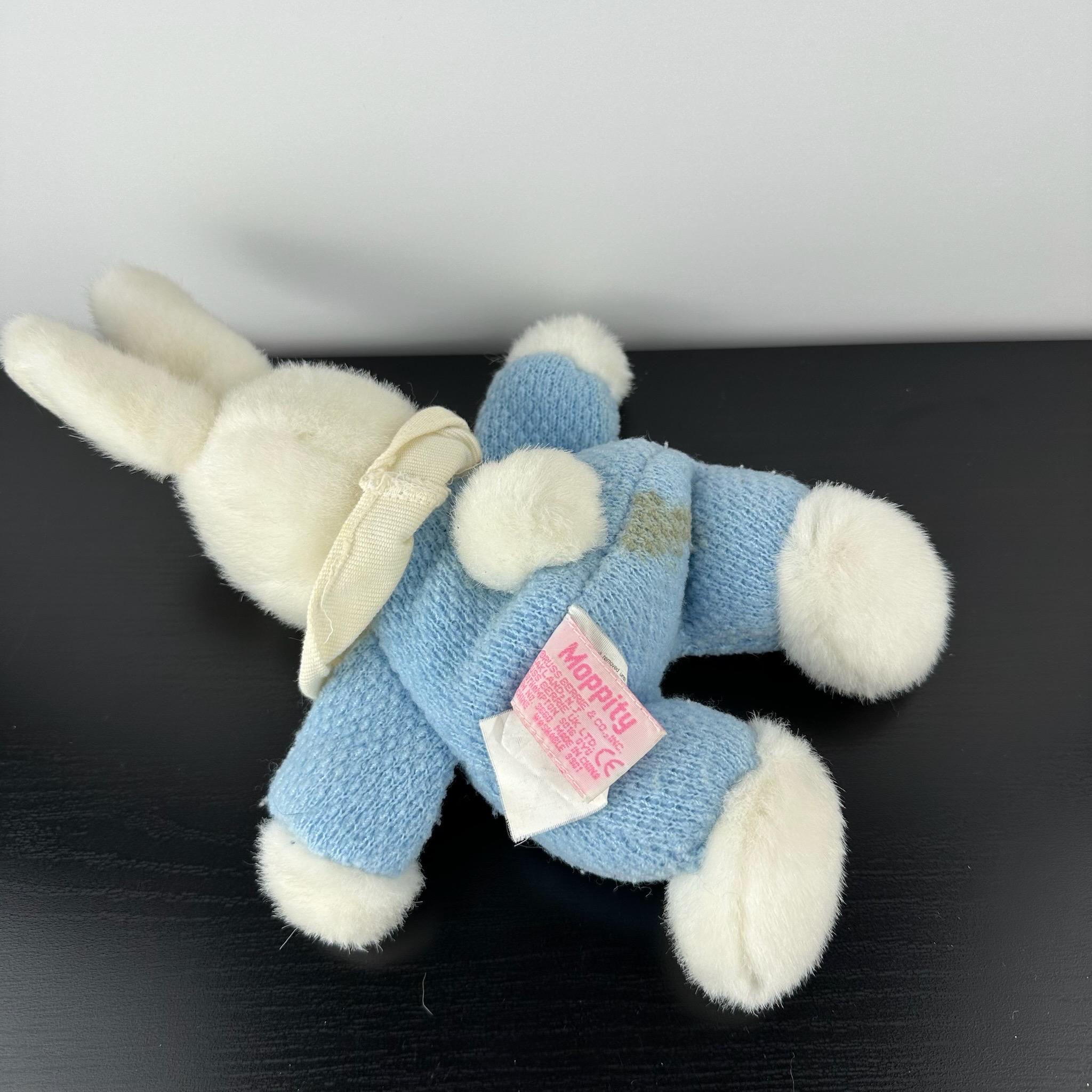 Russ Berrie Moppity Bunny Rabbit 10” Blue White Easter Plush