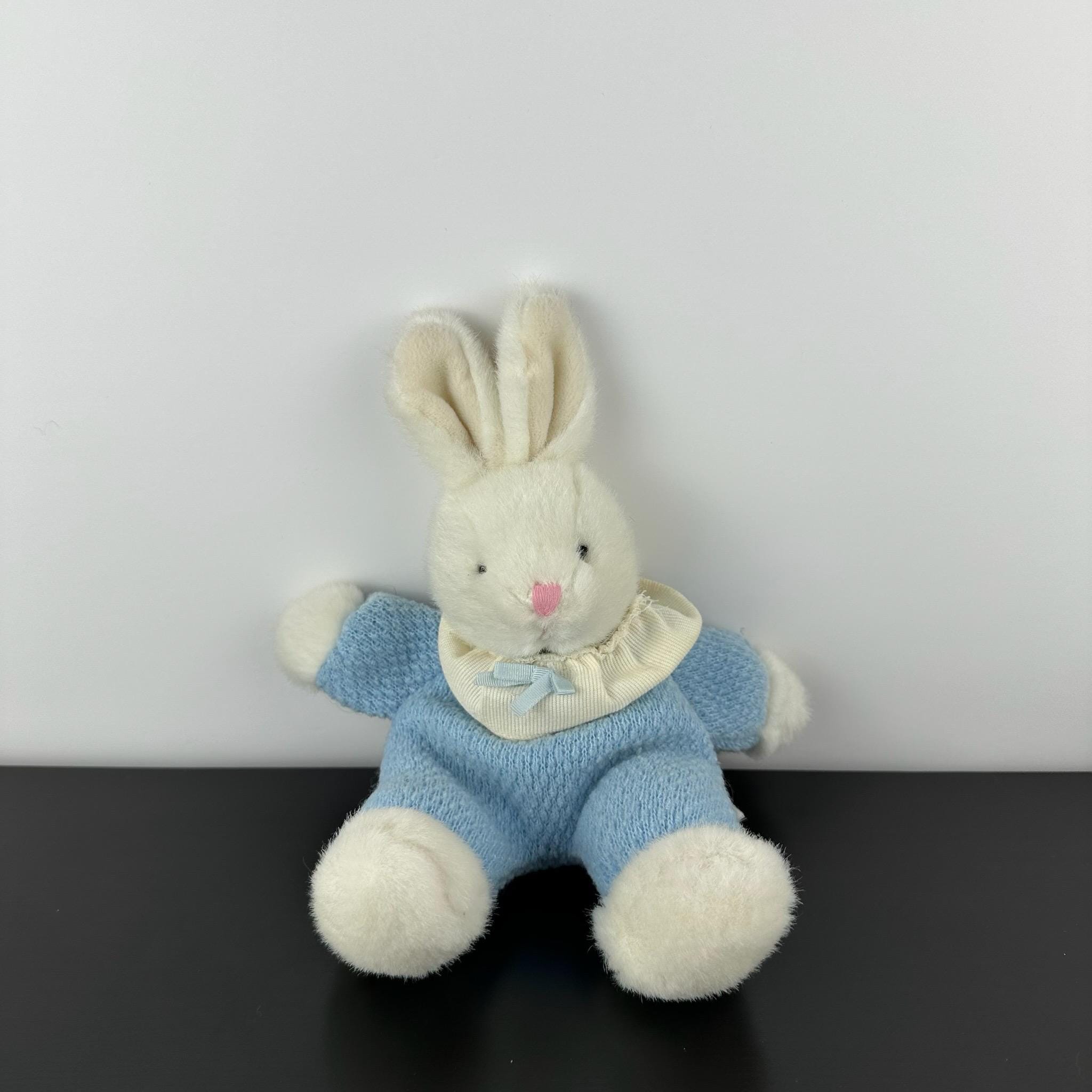 Russ Berrie Moppity Bunny Rabbit 10” Blue White Easter Plush