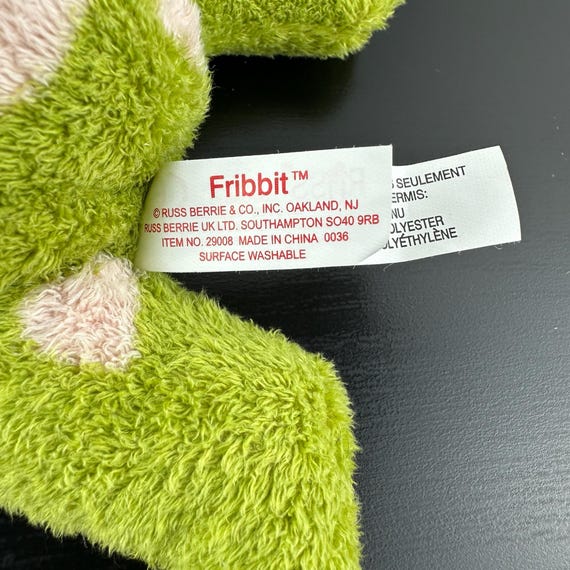 Russ Berrie Luv Pets Fribbit Green Frog Toad 7” Pink Hearts Red