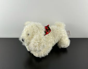 Gund Rare 1990 Vintage White Christmas Puppy Dog 9” Red Green