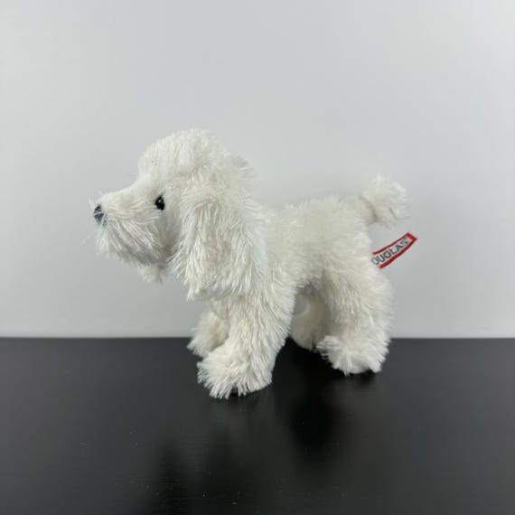 Douglas Cuddle Toys Rare Gina White Poodle Puppy Dog 7” Red Ribbon