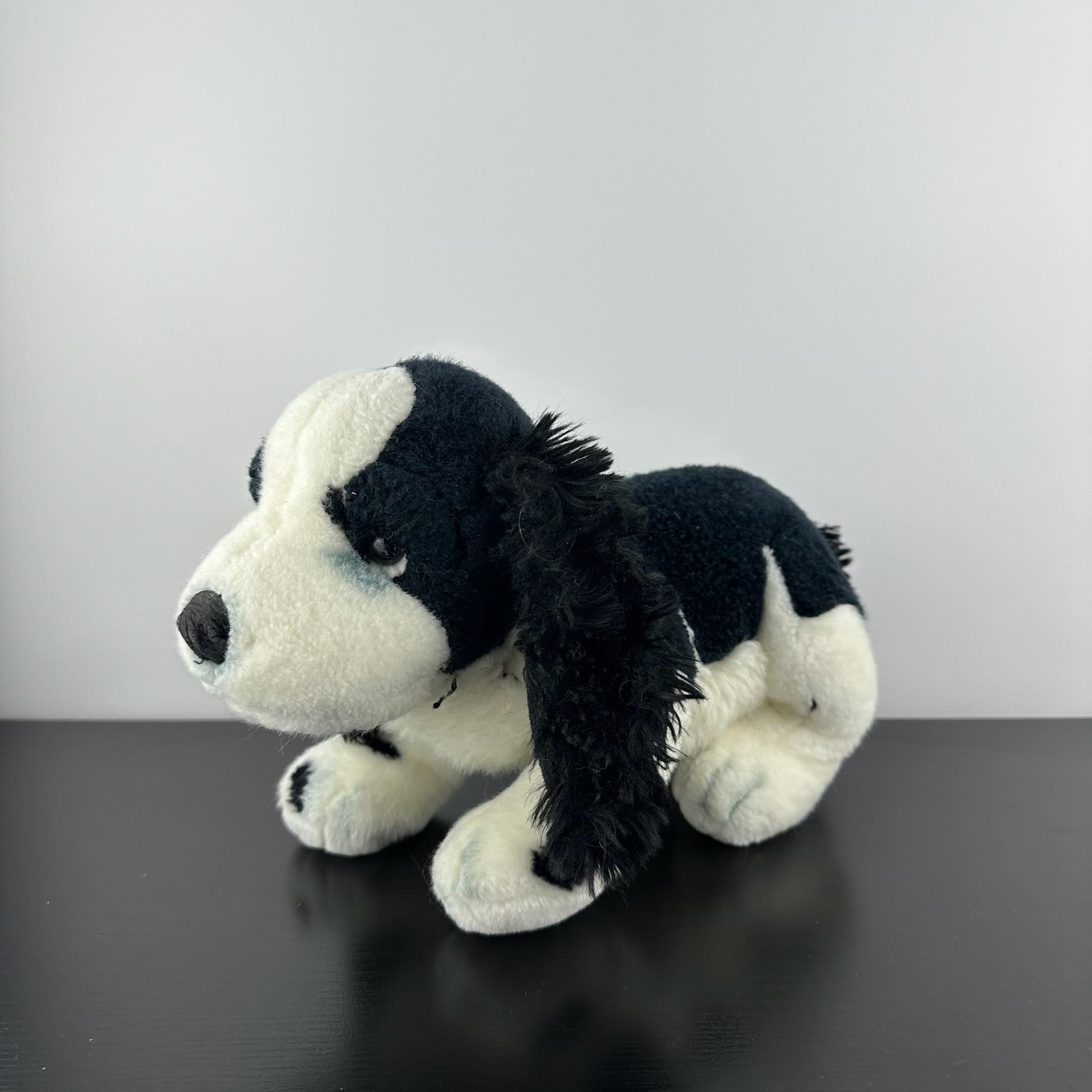 Russ Berrie Rare Cocker Spaniel Puppy Dog 10” Black & White Plush