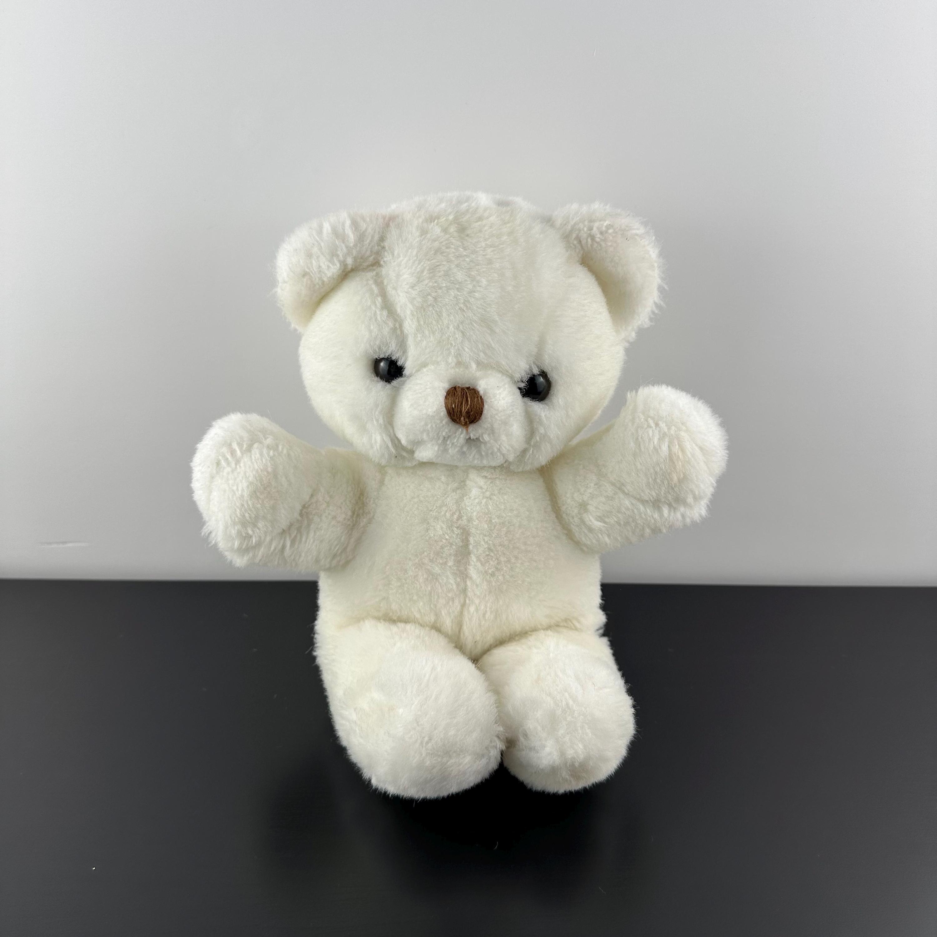 Vintage 1980s White Teddy Bear 10” Plush Stuffed Animal - Etsy