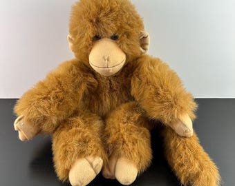 Vintage 1988 MJC Chimpanzee Chimp Monkey Plush Brown Soft Toy Stuffed Animal 13"