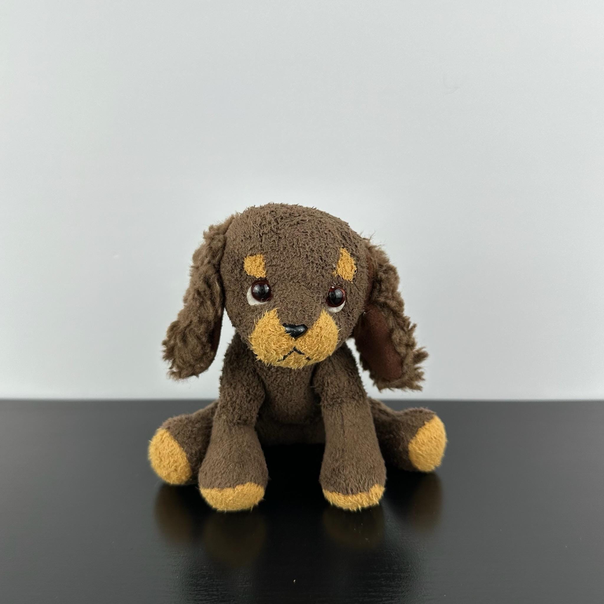 Russ Berrie RARE Luv Pets Farfel Puppy Dog 5” Chocolate Brown Tan