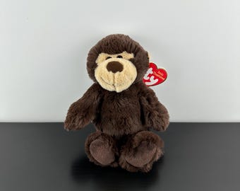 TY Attic Treasure Cuddlys Mookie el Mono Marrón, Peluche Pequeño de 20 cm, Artículo de Colección Vintage, Nuevo con Etiquetas