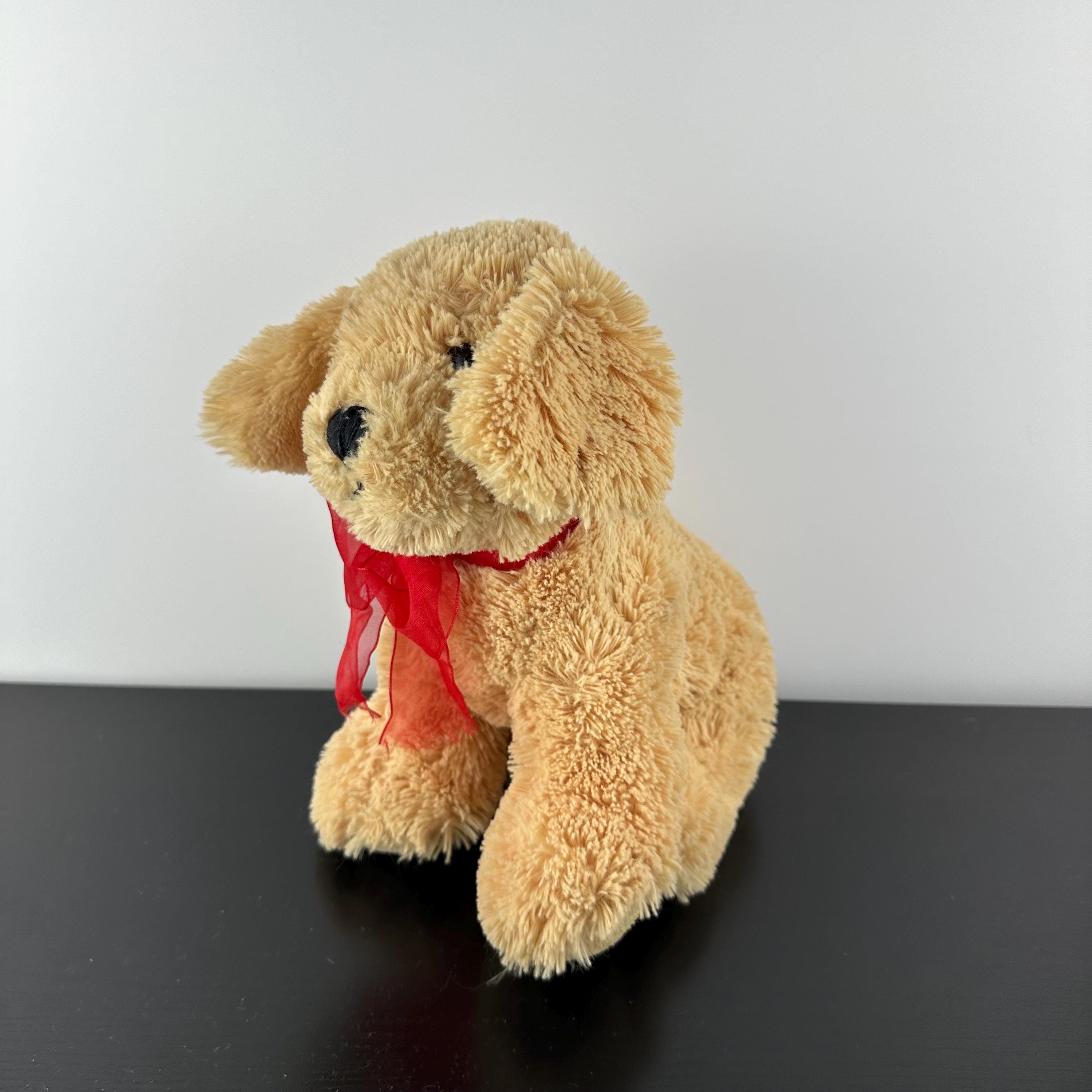 TY Classics Plush Goldwyn Golden Retriever Red Ribbon Tan Dog