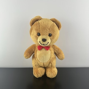 Kraft Peanut Butter Plush Teddy Bear Red Bow Stuffed Animal Gund Plush 10” Vintage Collectible