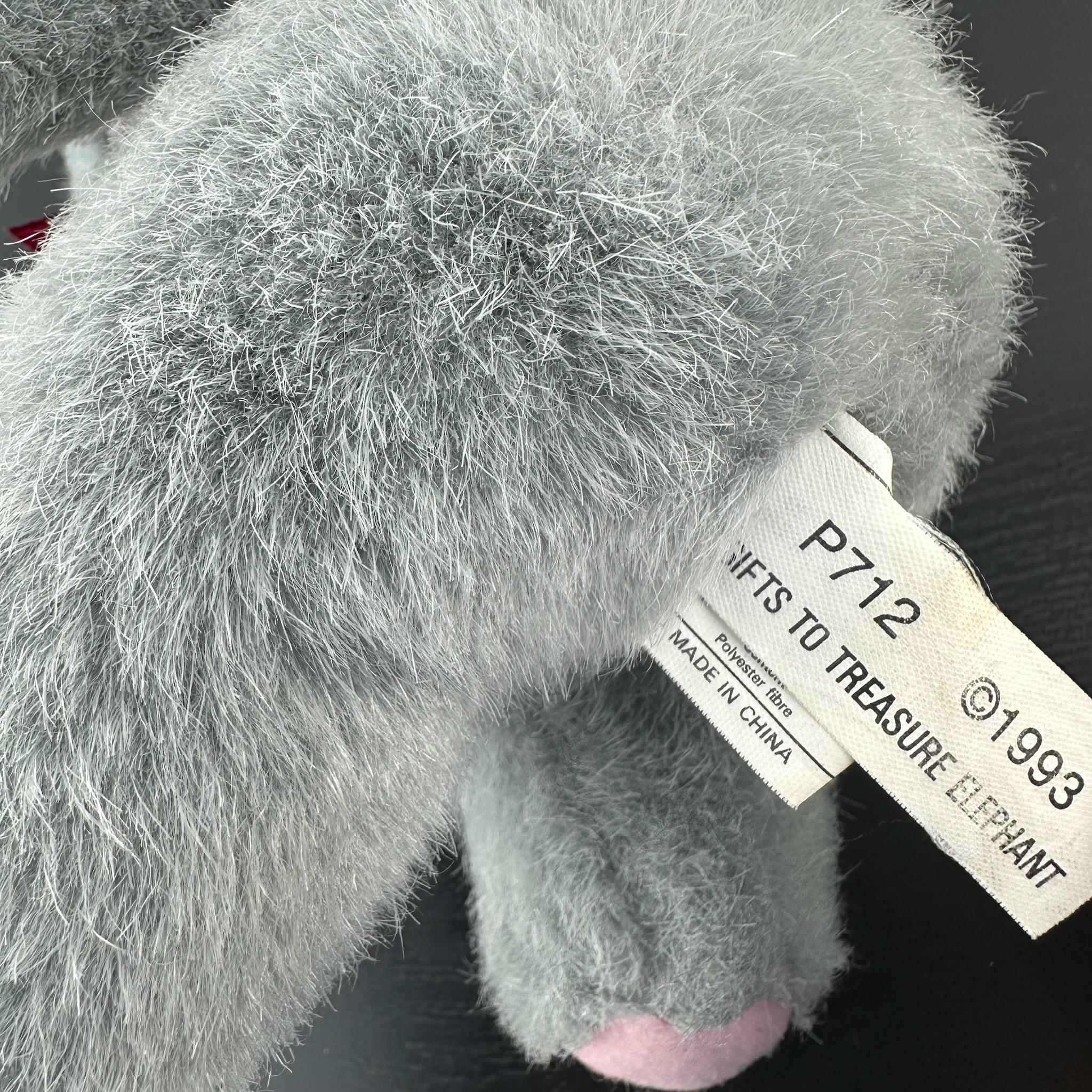 Ganz 1993 Gifts to Treasure Elephant 7” P712 Gray Pink Plush