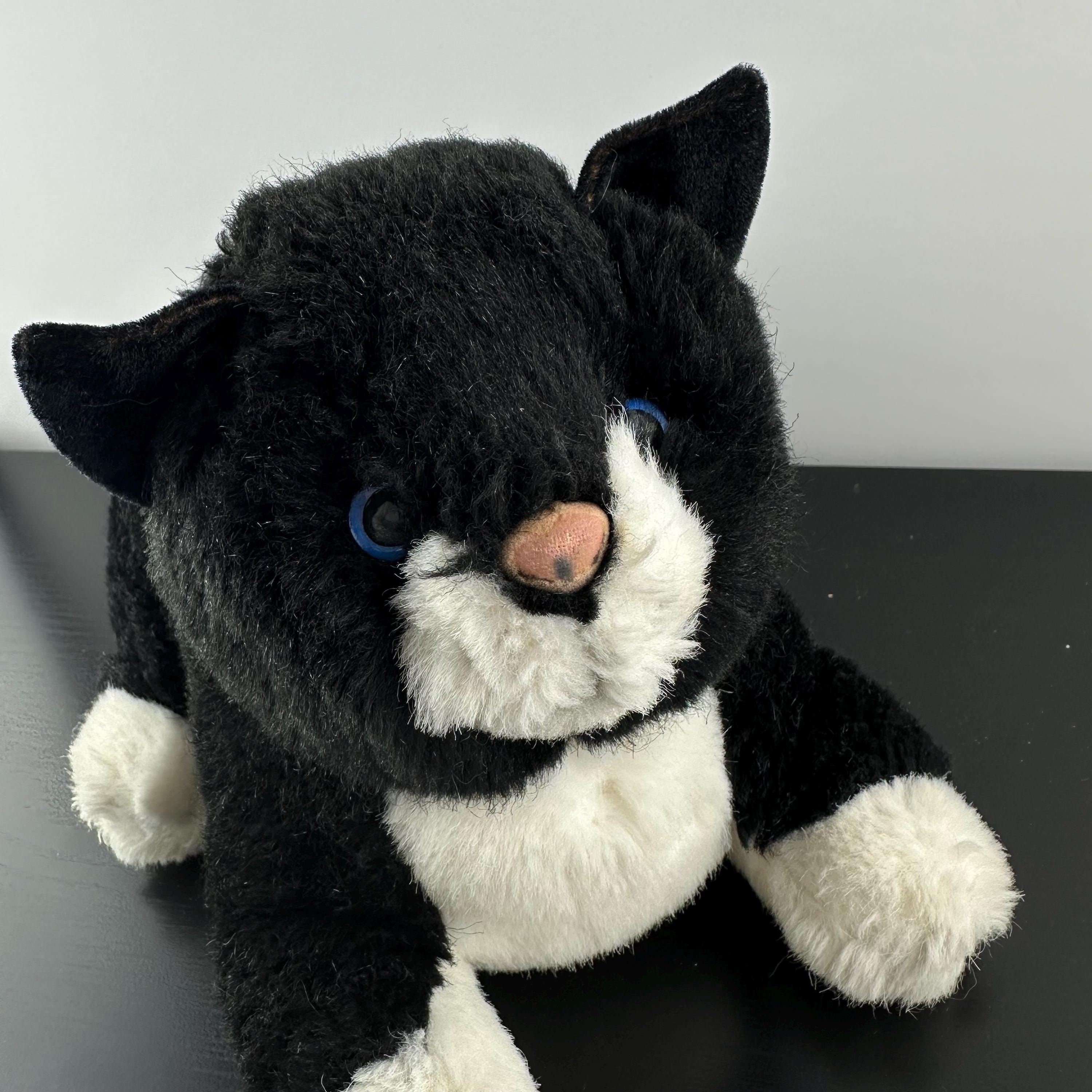 Vintage Merrythought Black White Tuxedo Cat Plush Stuffed Animal