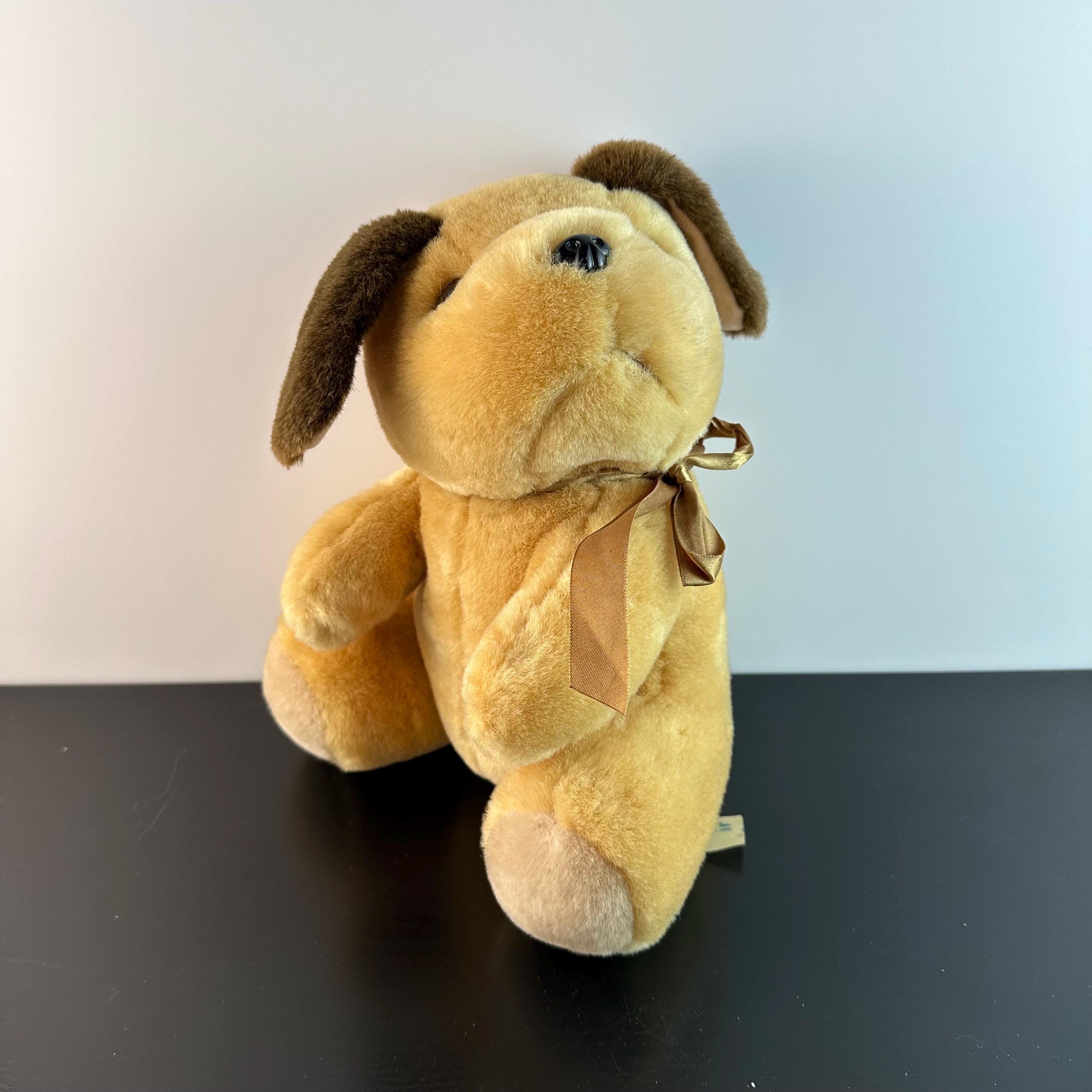 Vintage Diamond Plush Tan Brown Dog Sitting Bow Around Neck 10” - Etsy
