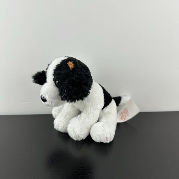 Russ Berrie Rare Border Collie Puppy Dog 6” Black White Brown