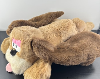ヴィンテージ ROC 犬ぬいぐるみ 台湾 フェルト 舌 そばかす 茶色の眼帯