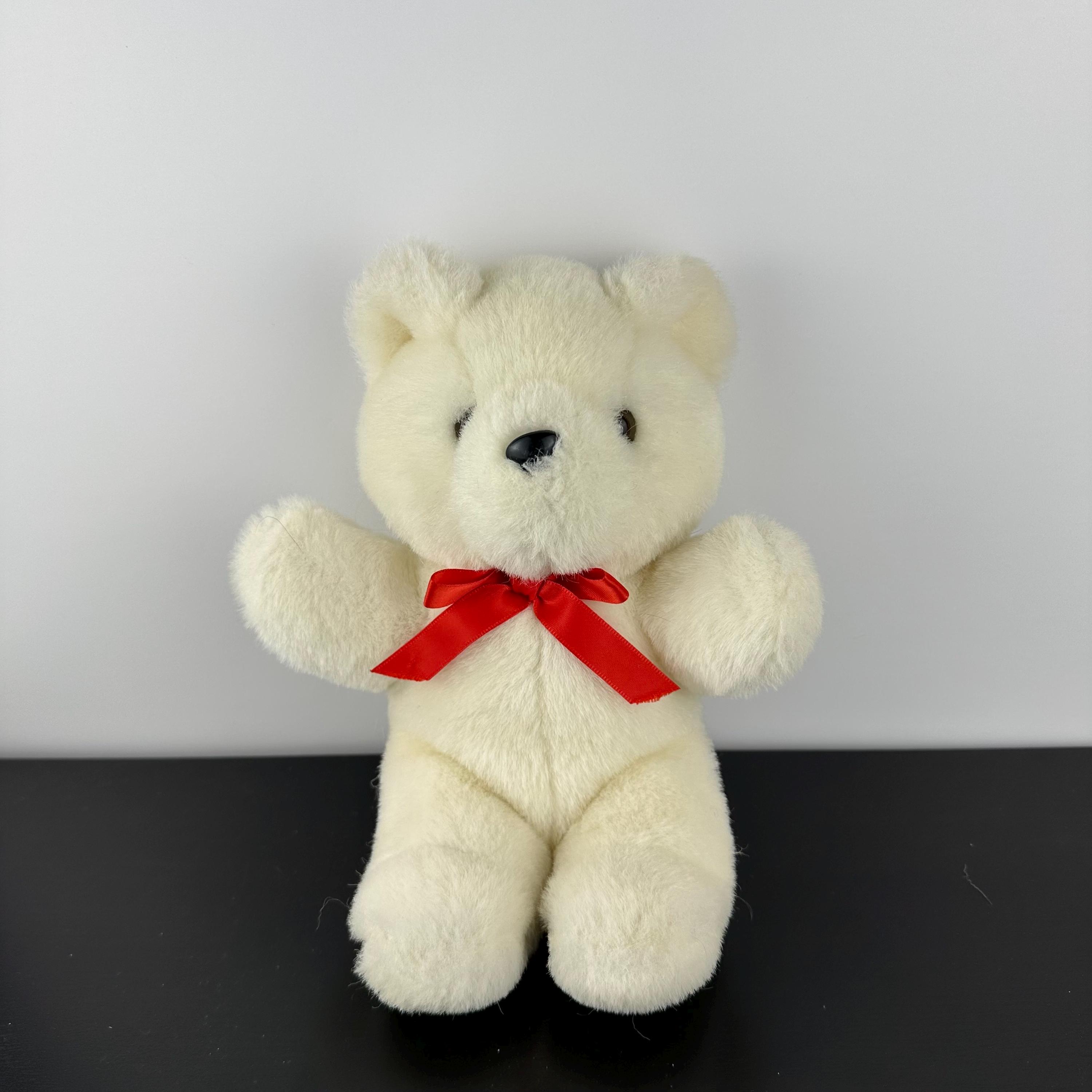 【Vintage】ぬいぐるみ　ベア　赤リボン Vintage teddy bear red ribbon - Etsy 日本