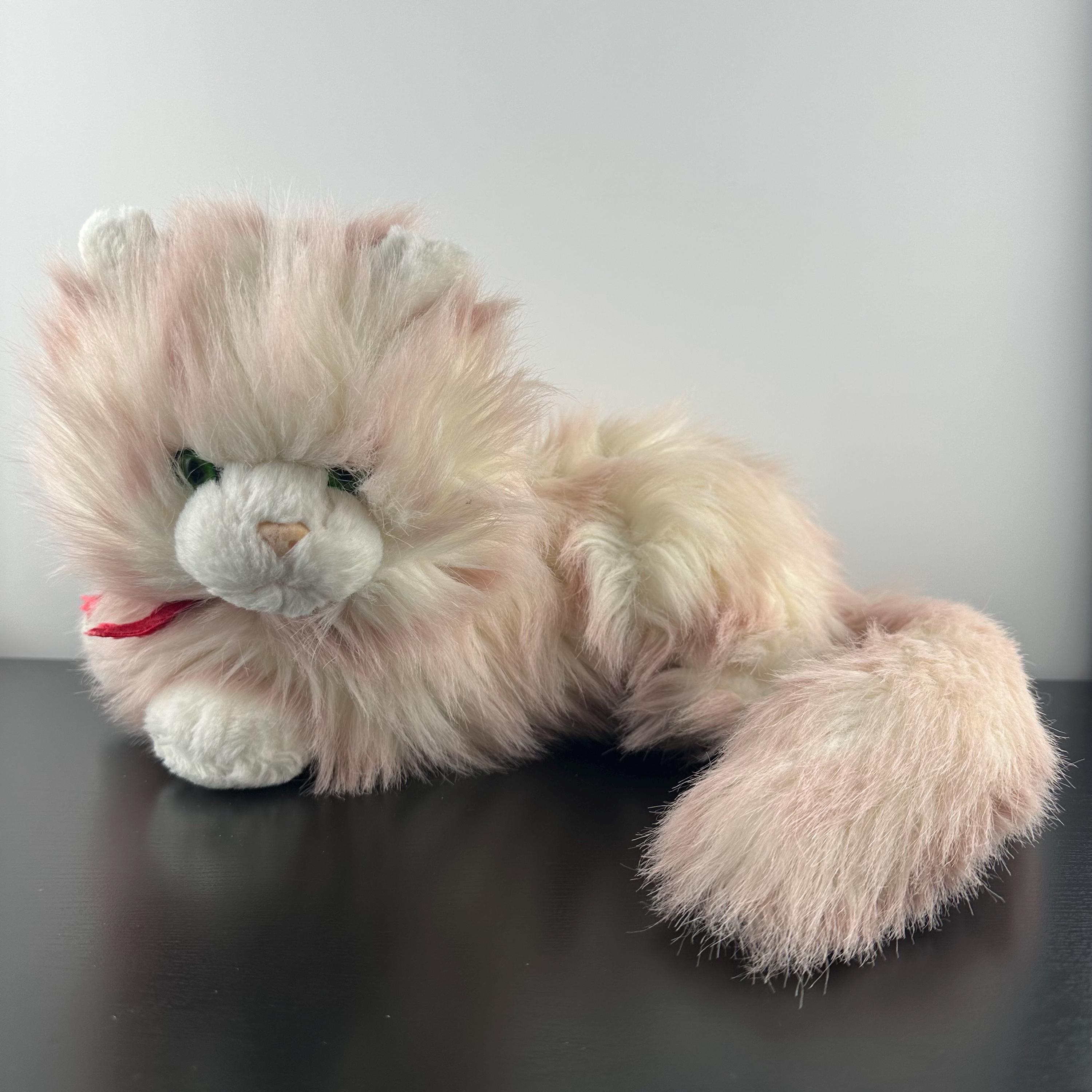 Vintage Russ Berrie NIKKI Kitty Cat Pink White Plush Persian Green