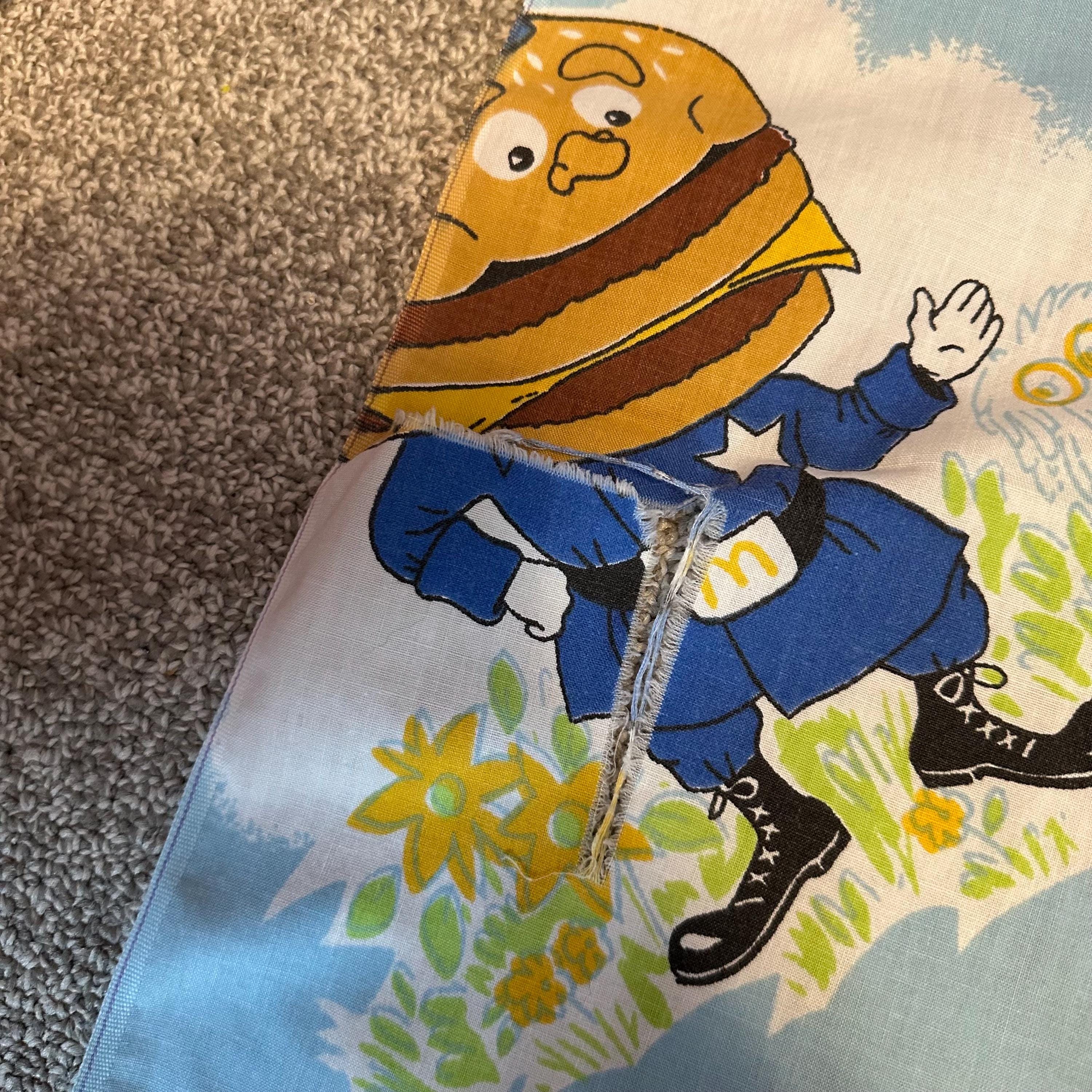 Vintage Mcdonald's Blue Bedding Twin Standard Flat & Fitted