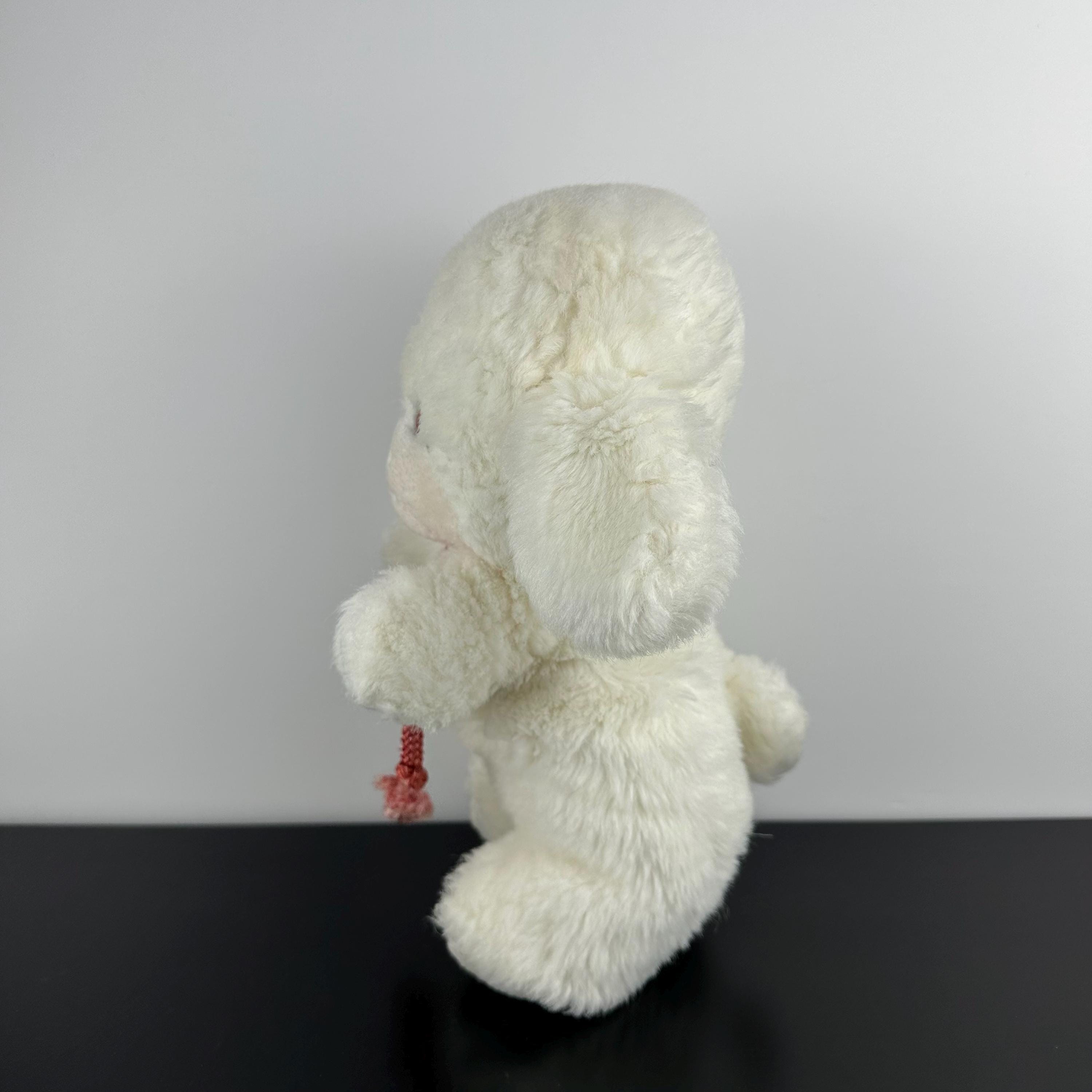 Gund 1982 Vintage Smooch White Cream Puppy Dog 12” Brown Rope