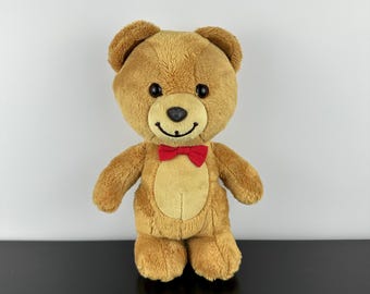 Kraft Peanut Butter Plush Teddy Bear Red Bow Stuffed Animal Gund Plush 10” Vintage Collectible