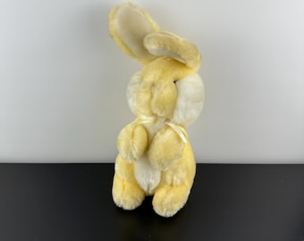 Vintage 1986 Gund Yellow and White Bunny Rabbit Plush Stuffed Animal 9”
