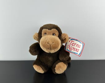 Ganz Rare 1991 Vintage Terra Nova Cuddle Club ASST Sitting Monkey 7” G995 Brown Plush Stuffed Animal NWT