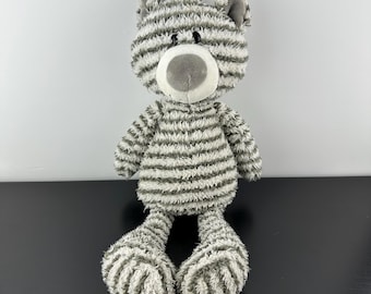 Gund Zag Bear pluche knuffeldier grijze en witte strepen slappe magere knuffel 15" - Vintage Collectibles 4044071