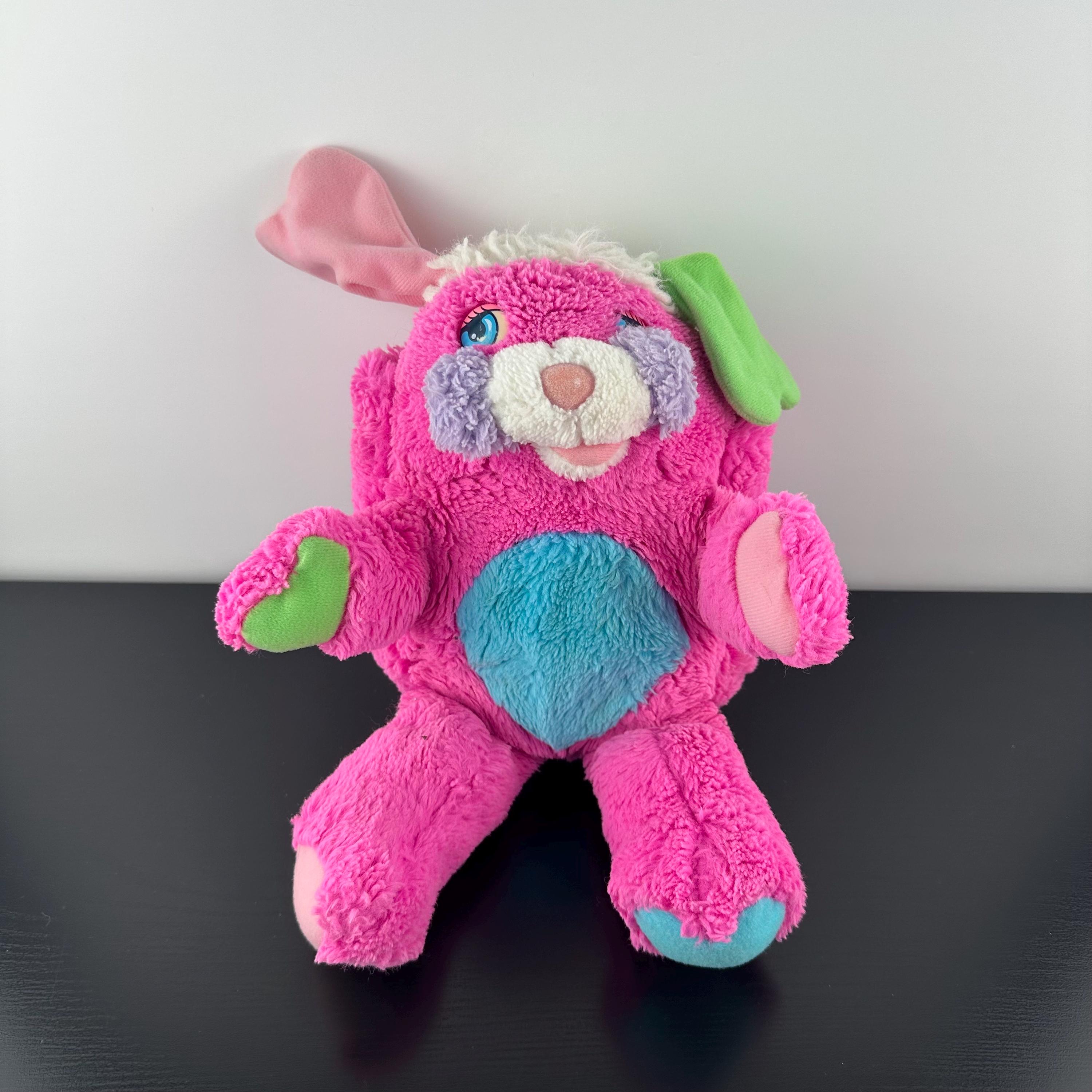 Vintage 1986 Popples Pink Prize 12” Plush Stuffed Animal Folds up