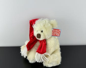 Gund Schatzi Christmas Teddy Polar Bear 8” #88222 Red White Santa