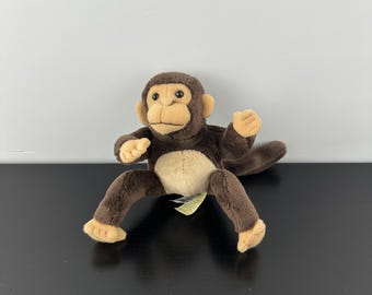 Folkmanis Mini Monkey Brown Finger Puppet 6" Plush Stuffed Animal Vintage Collectible