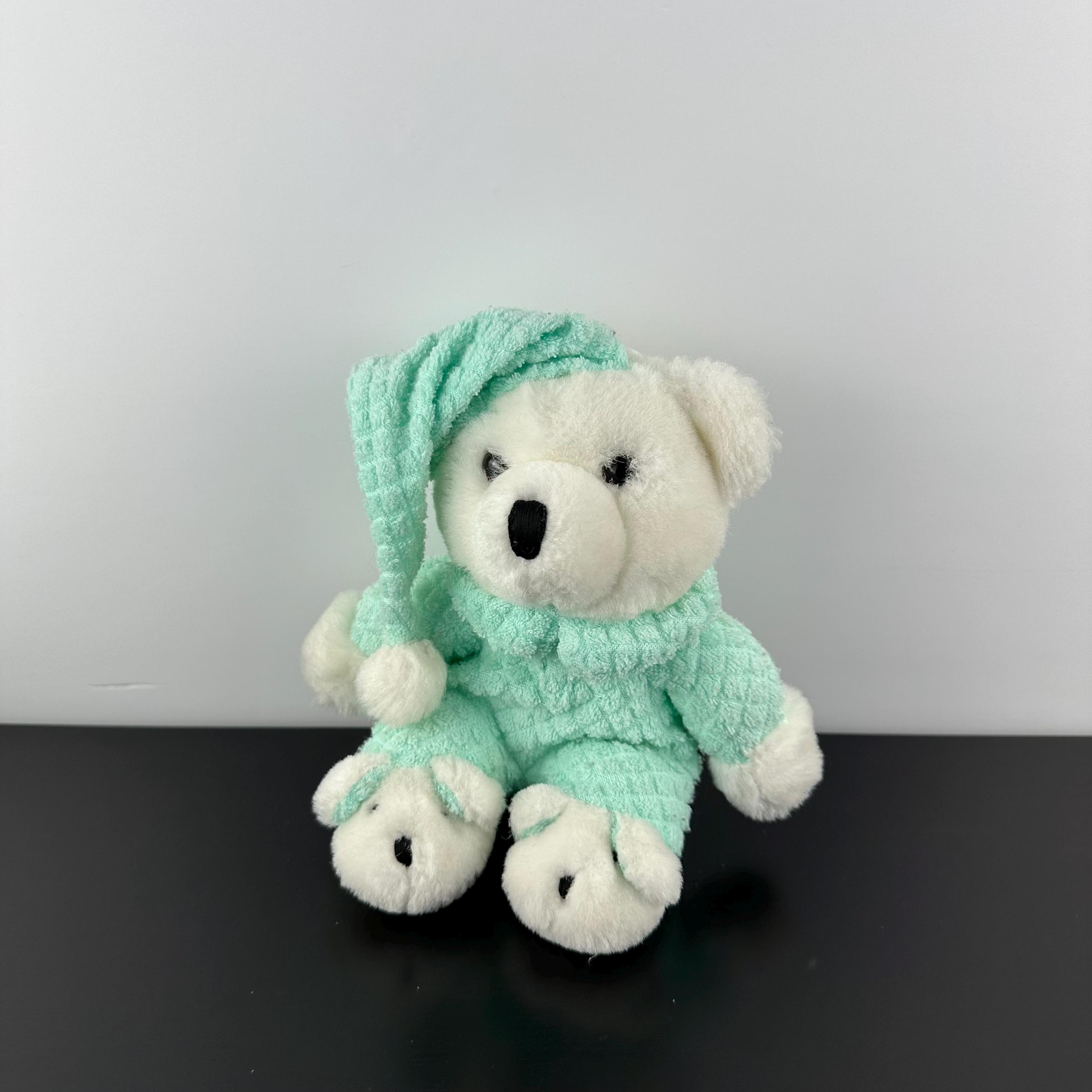 Vintage Dan Dee White Bear Pastel Green Pyjamas Slippers Sleep Hat