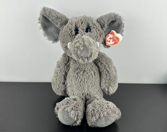 TY Attic Treasure Cuddlys Ella la Elefanta, peluche grande de 35 cm (14 pulgadas), pieza de colección vintage.